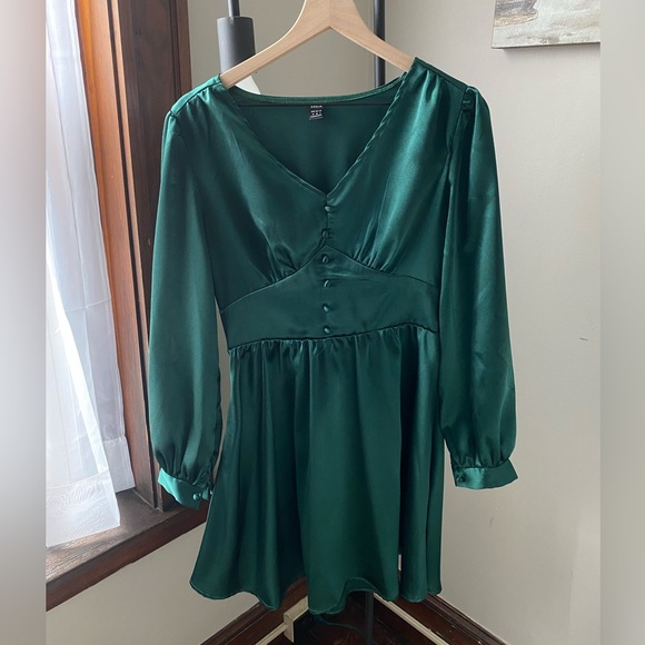 SHEIN Dresses Emerald Green Satin Dress Poshmark